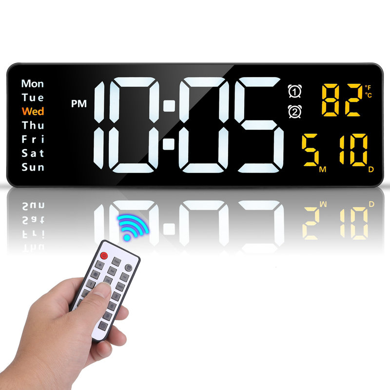 Plugin 15.7in LED Digital Wall Clock with Remote Control