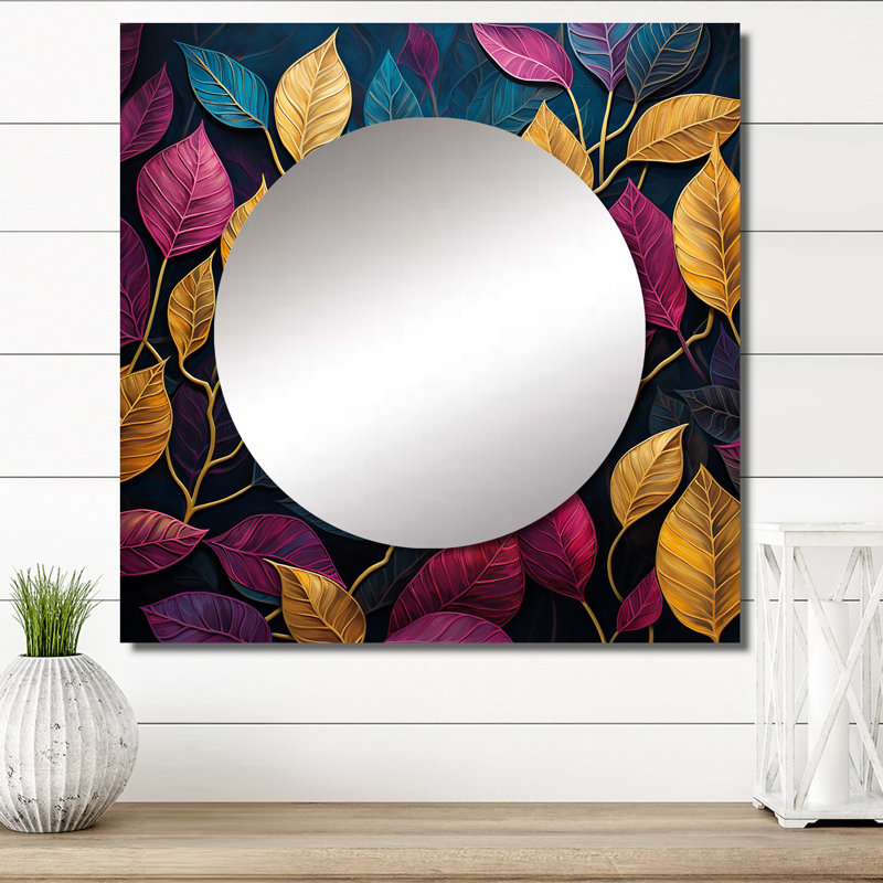 Lampman - miroir carré à feuilles pour décoration murale, 23 po x 23 po