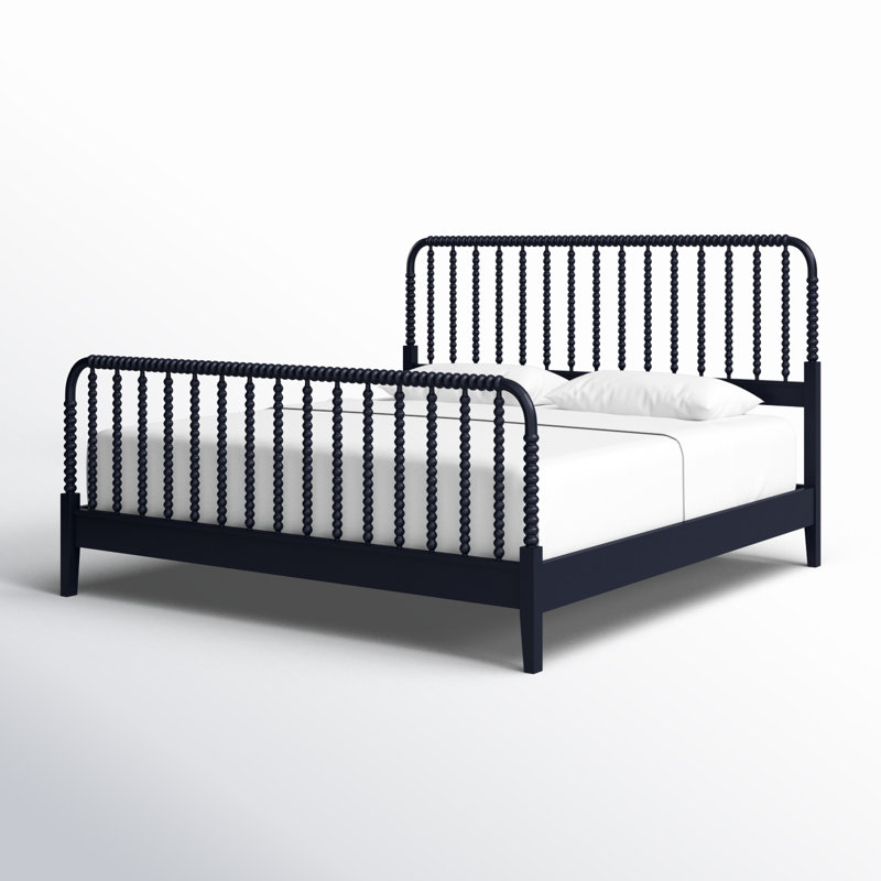 Louisa Solid Wood Spindle Bed, King, Frost White