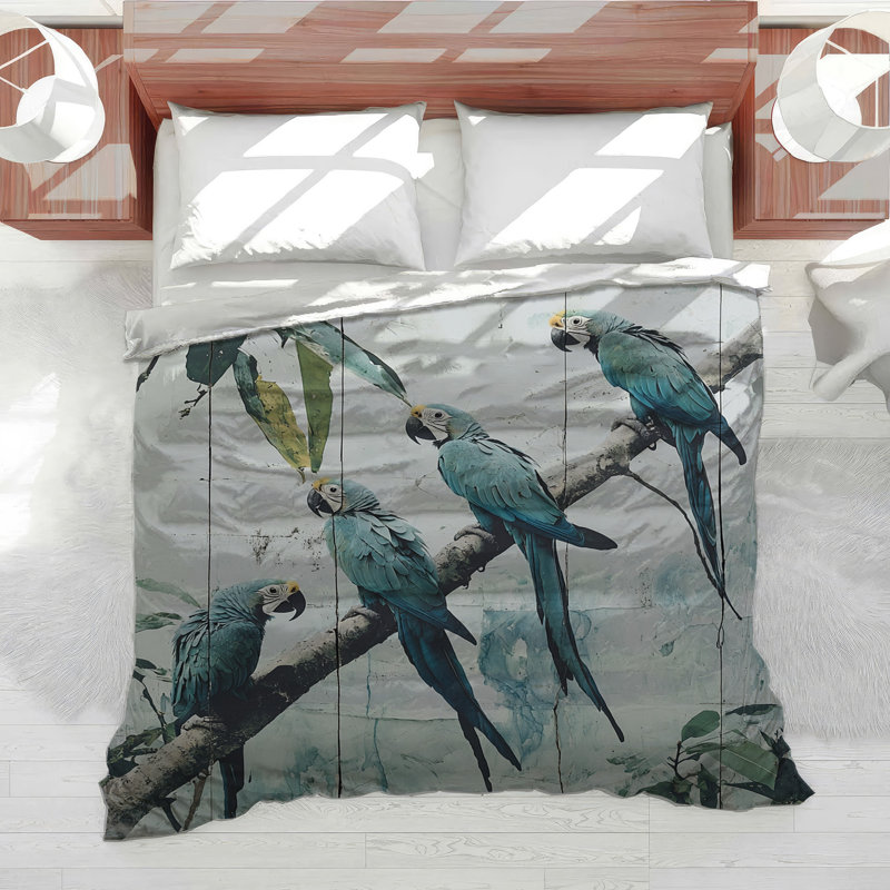 Édredon perroquet literie animaux tropical, Édredon simple