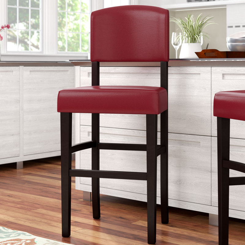 Tabouret de bar et de comptoir rembourré Barile, Tabouret de bar (siège de 30 po de hauteur), Rouge