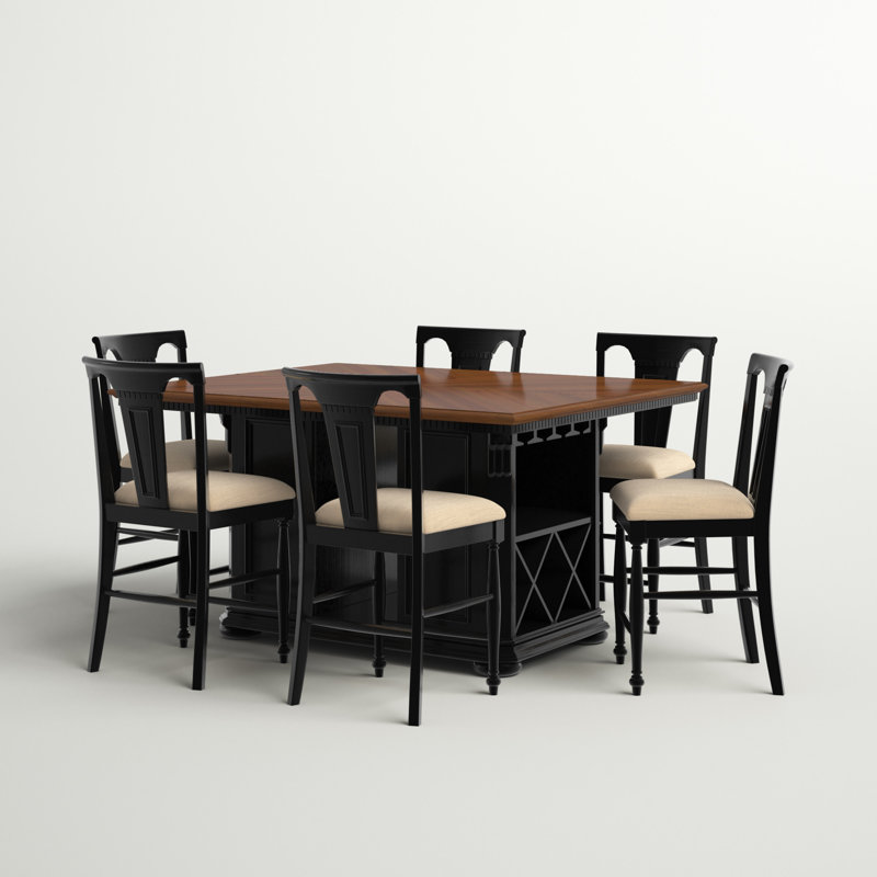 Merton 6 - Person Pedestal Dining Set, Black