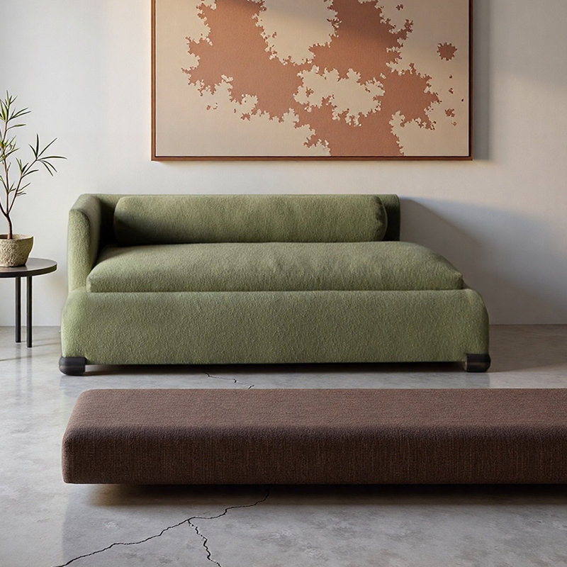 Méridiennes d'intérieur en coton et lin Simplicity, Orienté à gauche (vu de face), Vert