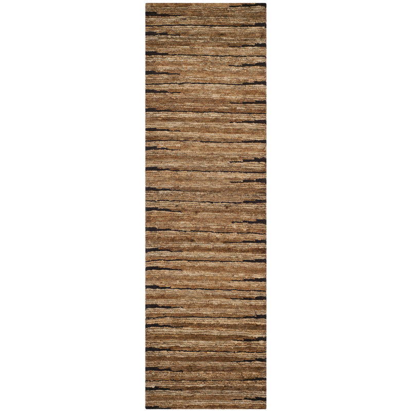 Elaine Organic Hand Knotted Jute Striped Rug, Runner 2'6" x 10'