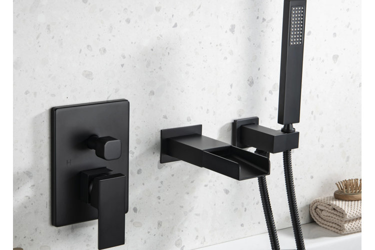 Sleek black shower handle