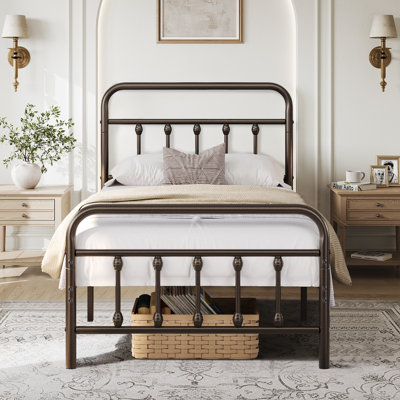 Metal Bed Frame with Vintage Headboard