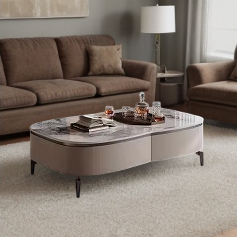Table basse à quatre pieds avec rangement, Gris