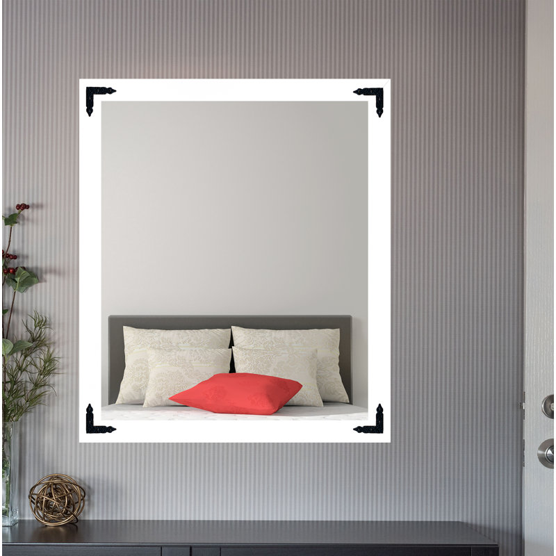Heavner Flat Wall Mirror, 36" H x 32" W, White
