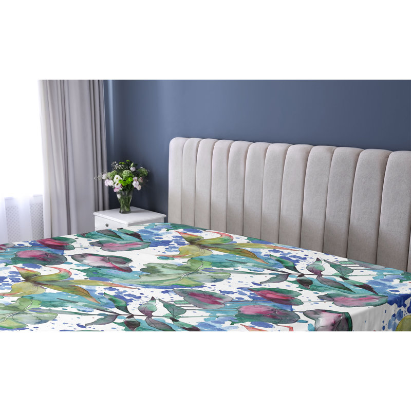 Drap-housse à motif floral Ambesonne, Drap-housse de taille très grand, Vert bleu sarcelle, bleu / floral