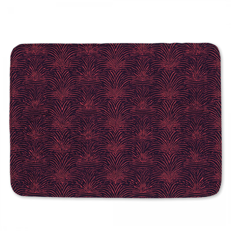 Tapis de bain rose à motif de feuilles de palmier, L 24 po x L 17 po
