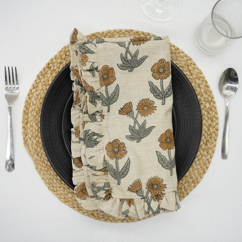 Ensemble de 8 serviettes Killi Fabivine à motif floral 18 x 18 pouces