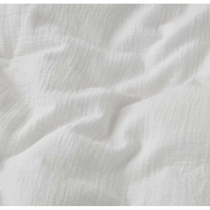 White Twin Cotton Muslin Reversible Comforter Set