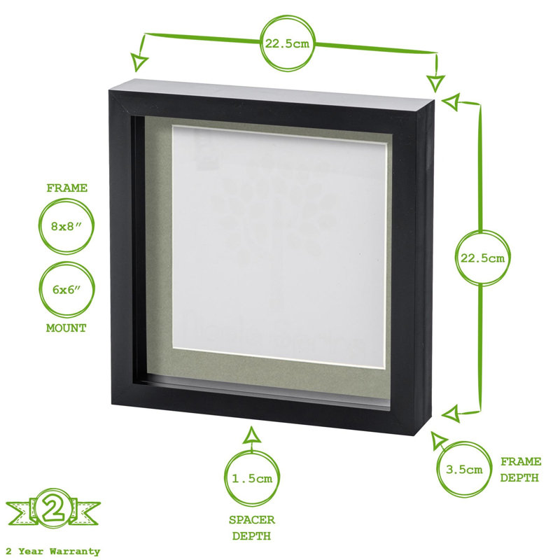 Nicola Spring - 8" x 8" White 3D Box Photo Frame - 6" x 6" Mount - Ivory