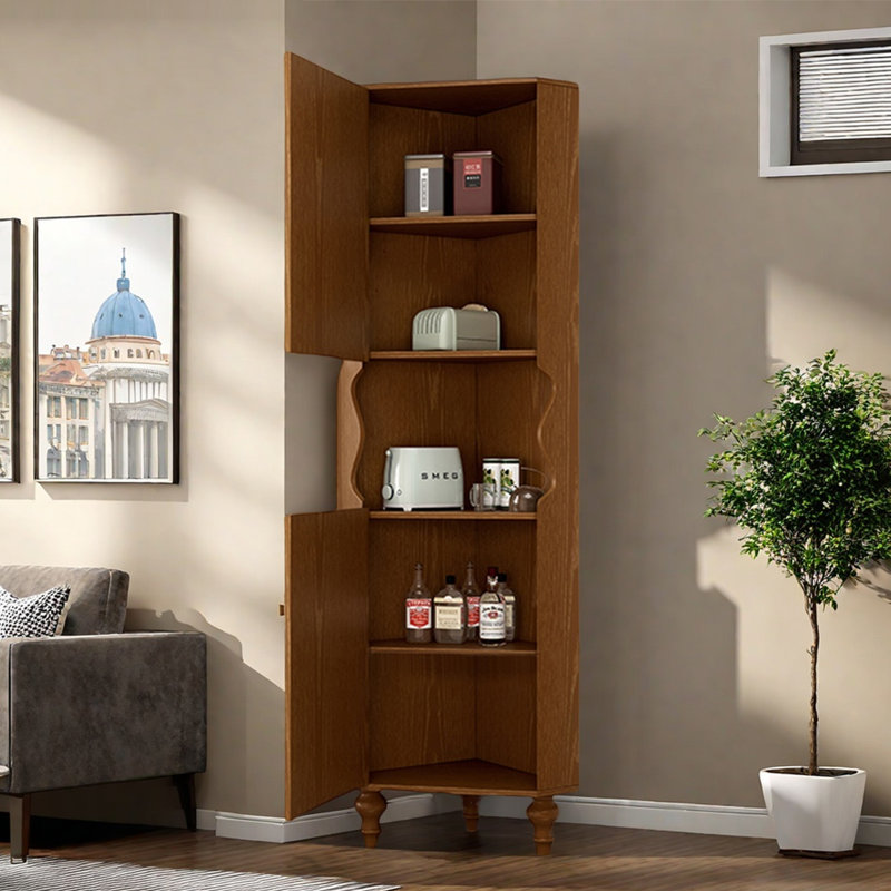 Bibliothèque haute de salon multifonctionnelle en bois, Brun