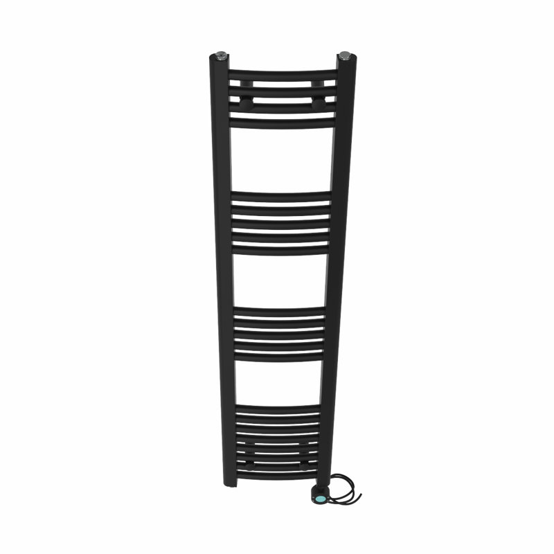 Curved Towel Rail Heated Towel Rails, 140cm H x 30cm W x 3.4cm D, Black