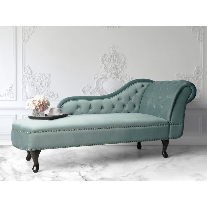 Jeb Velvet Chaise Lounge, Right Hand Facing, Mint Green