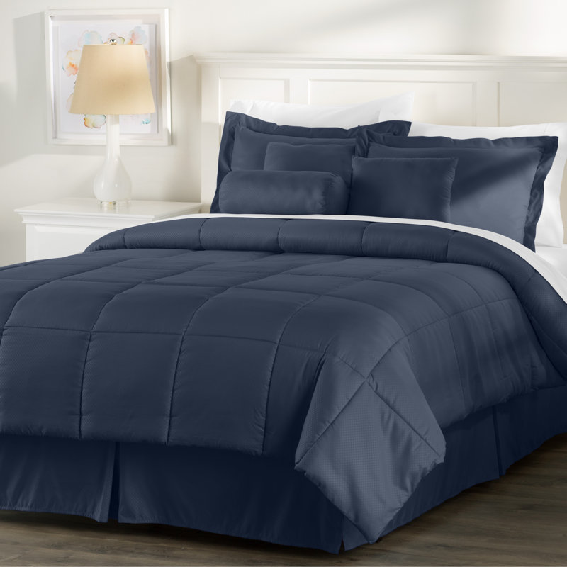 7 Piece Comforter Set, King Comforter + 6 Additional Pieces, Navy