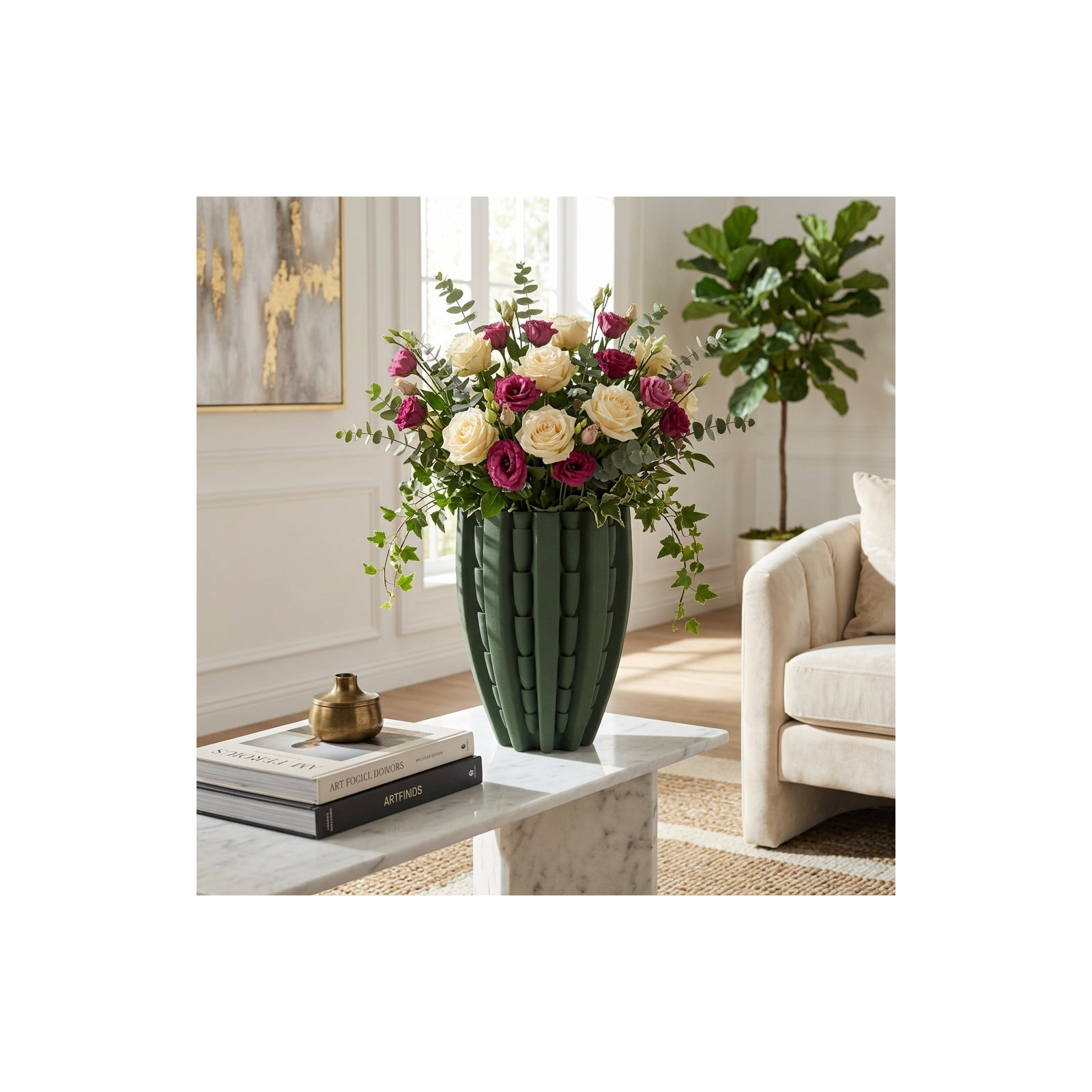 Lakeland 3D Printed Vase, Green, 15" H x 11" W x 11" D