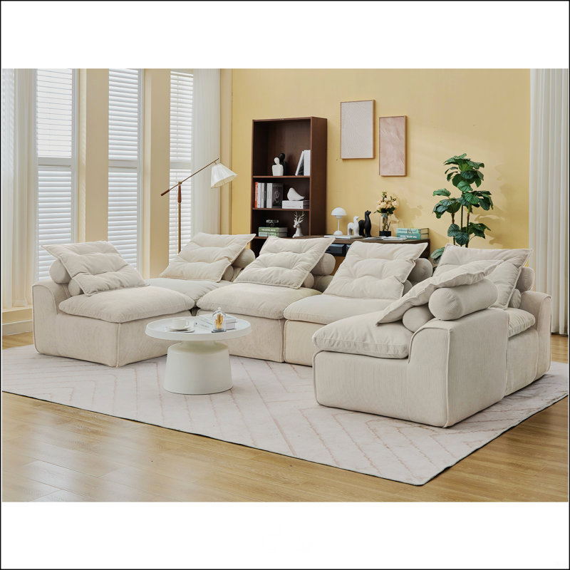 Canapé modulaire, Velours côtelé beige