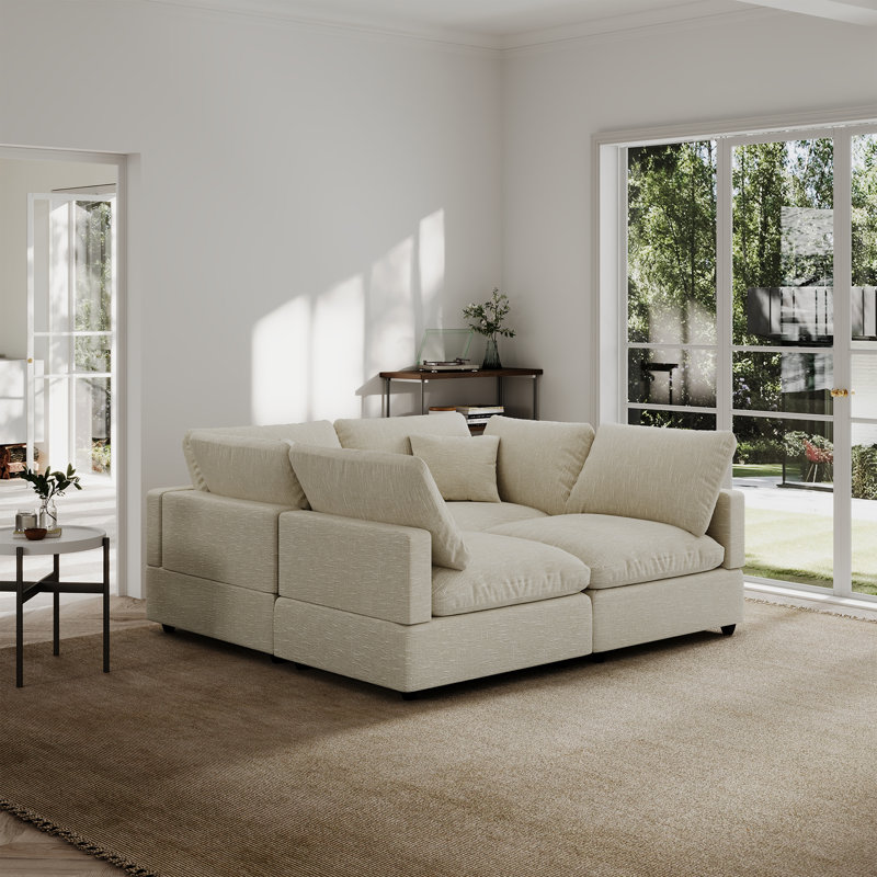  Nyjae 67'' Upholstered Sofa, Cloud Sofa, 4 Seat Sectional Sofa Couch Modular  Sofa for Living Room Apartment, Beige
