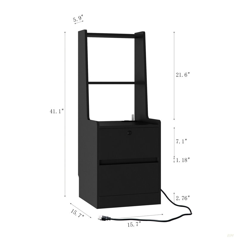 Nightstand With Charging Station, Smart Nightstand With Night Light, Modern Night Stand With Bookshelf, Bedside Tables With Storage Cabinet For Bedroom (Bookshelf)
