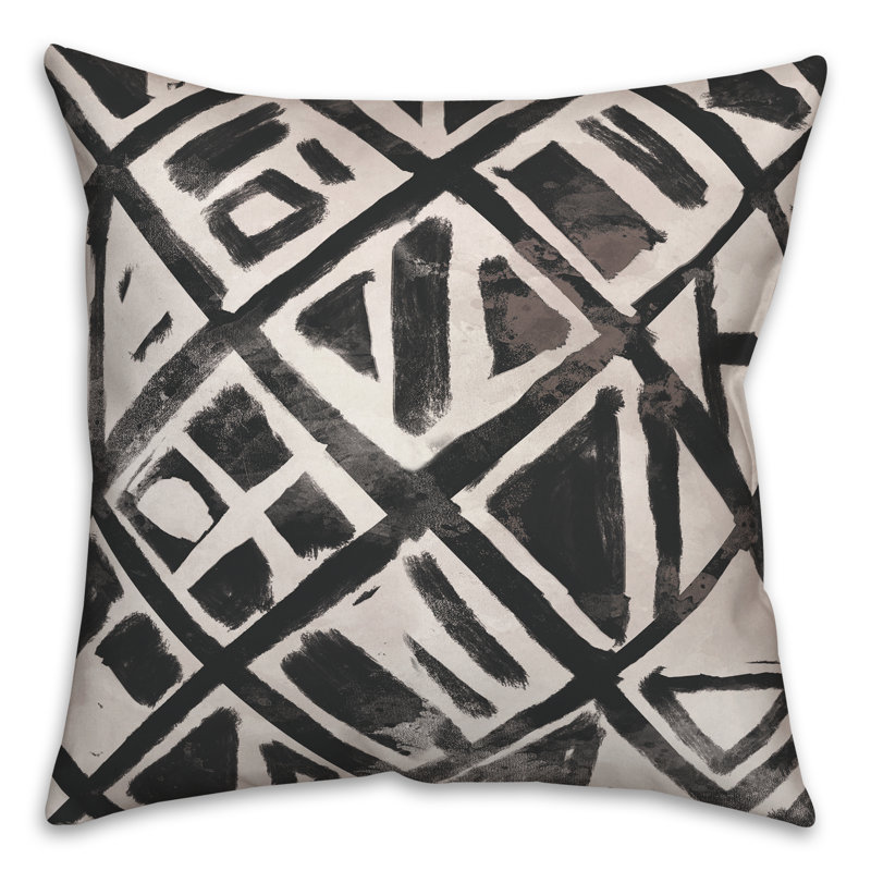 Abstract Outdoor Throw Pillow, Black, 16" x 16"