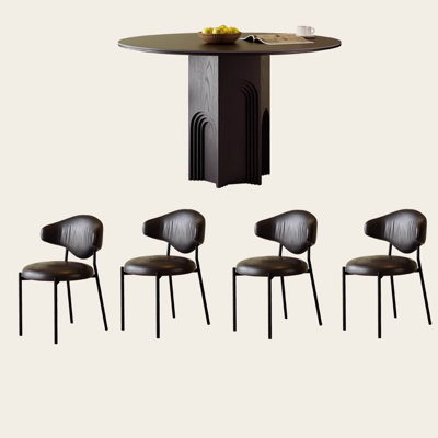 Vintage rock slab table and chair combination