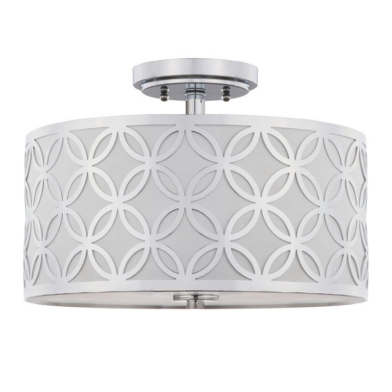 Ruthann Fabric Semi Flush Mount, Silver, 40W