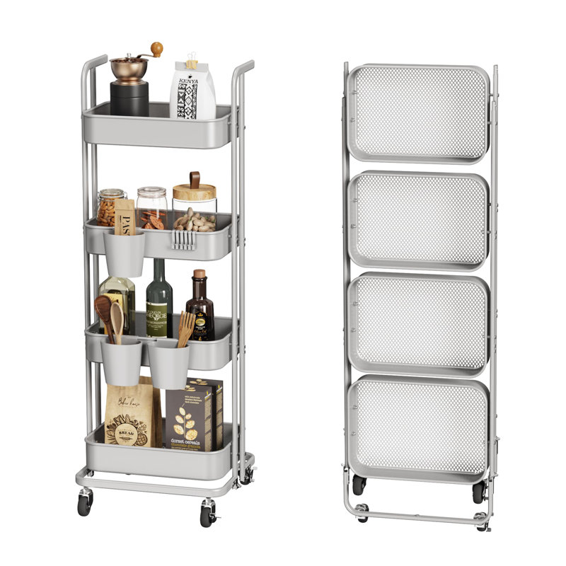 48.6'' H x 18.7'' W Utility Cart with Wheels, Gray