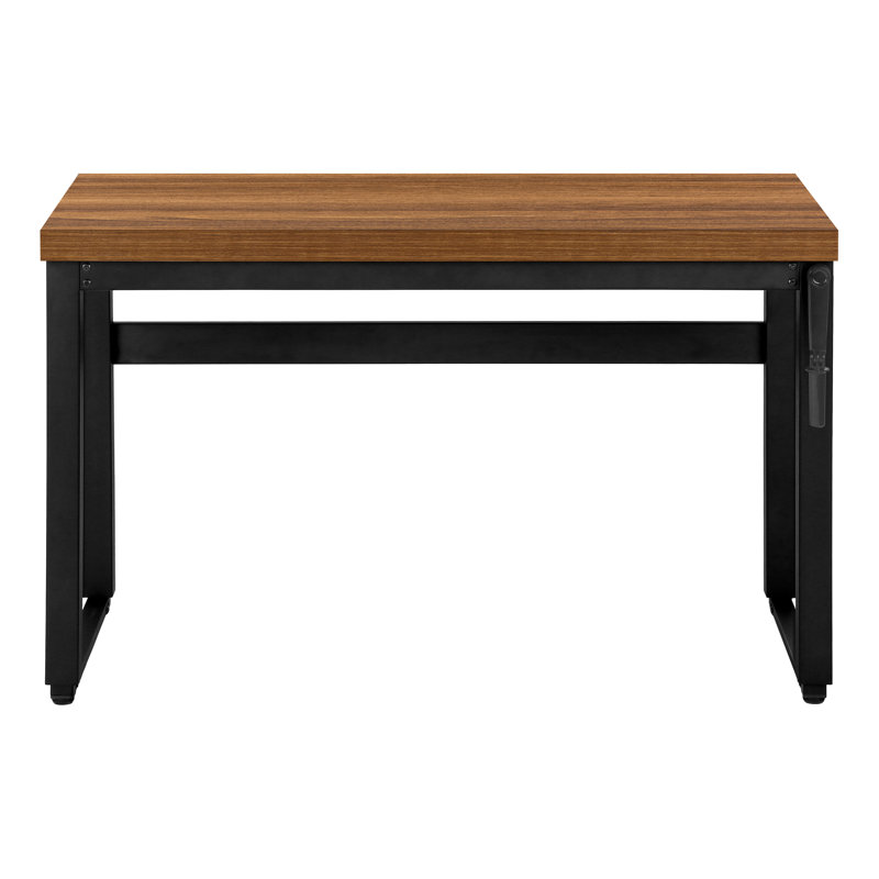 Bureau d'ordinateur, bureau personnel, debout, réglable, L 48 po, travail, ordinateur portable, stratifié noyer, métal noir, contemporain, moderne