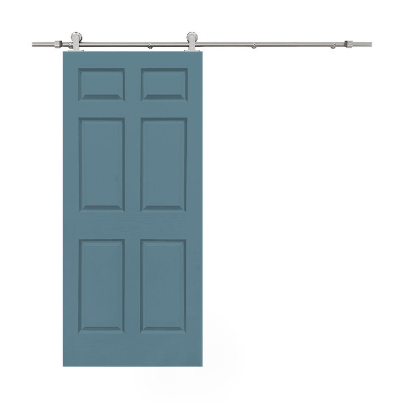 Dignity Blue MDF Bi-Fold Barn Door with Black Hardware, 30" x 80"