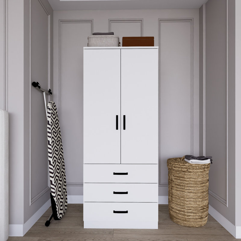Barbett Manufactured Wood Wardrobe, Matte White