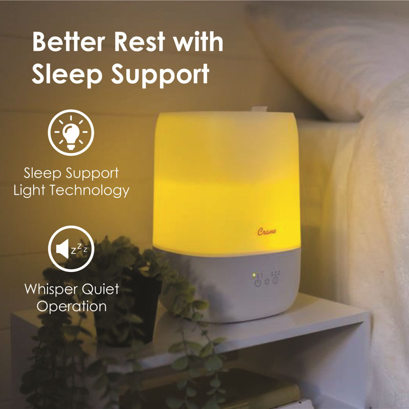 White Top Fill Cool Mist Humidifier with Sleep Support Light