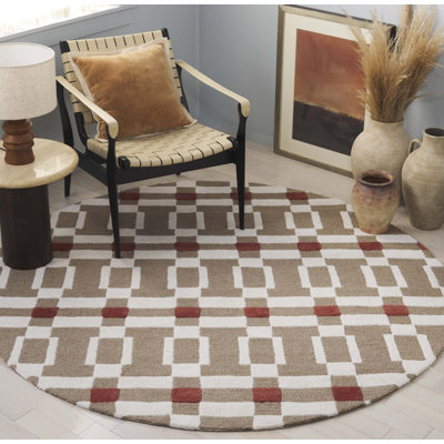 Tapis géométrique en laine et en coton touffeté à la main Jassir