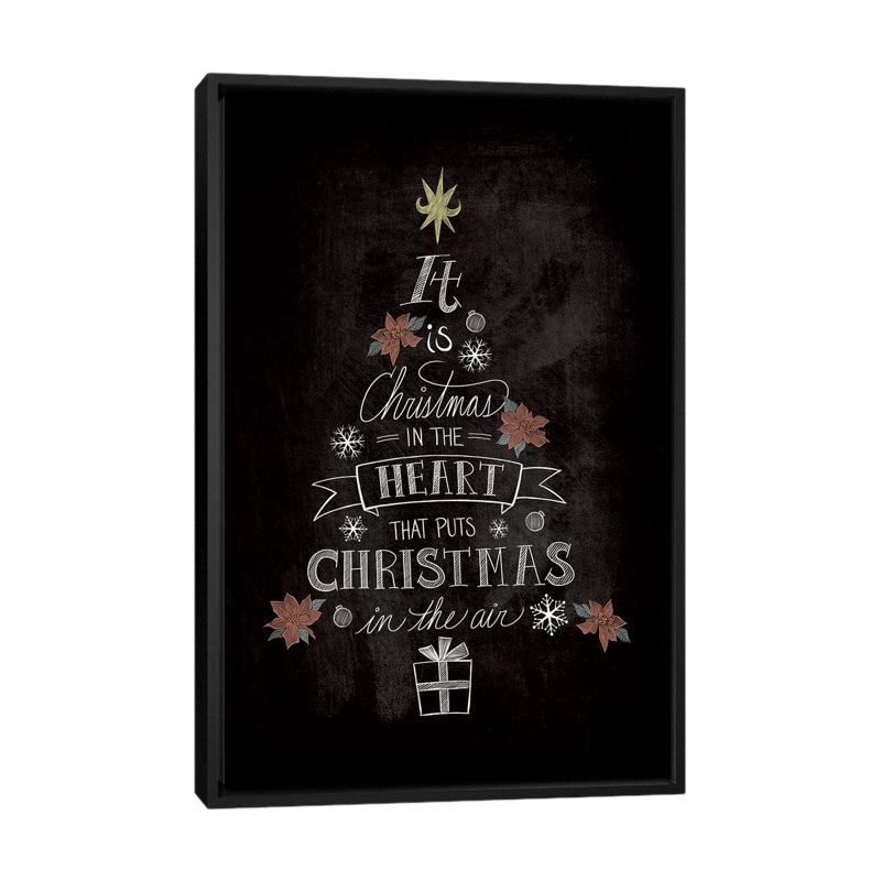 « is christmas », art textuel sur toile tendue, H 26 po x l 18 po x P 1,5 po, Toile encadrée noire, Pas de tapis