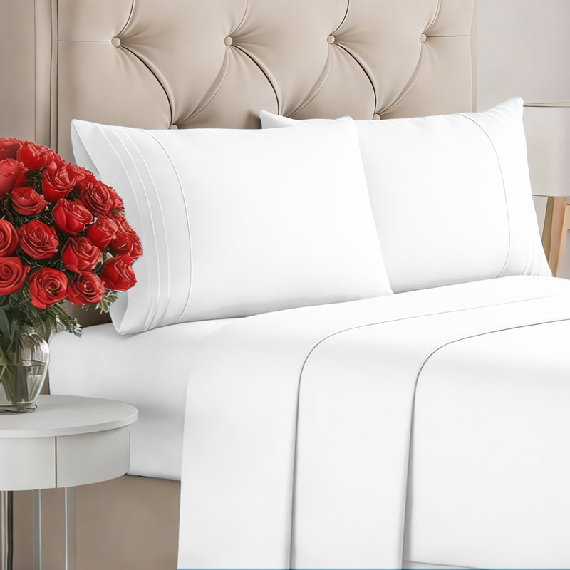 Brushed Microfiber Sheet Set, Ultra Soft and Breathable Bedding Set, Includes Fitted Sheet, Flat Sheet and Pillowcase, Deep Pocket up to 16 Inches, Twin Full Queen King Sizes, Hotel Style Bed Sheets