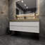 Meuble-lavabo mural blanc brillant de 60 po avec lavabo simple en acier doré Lux