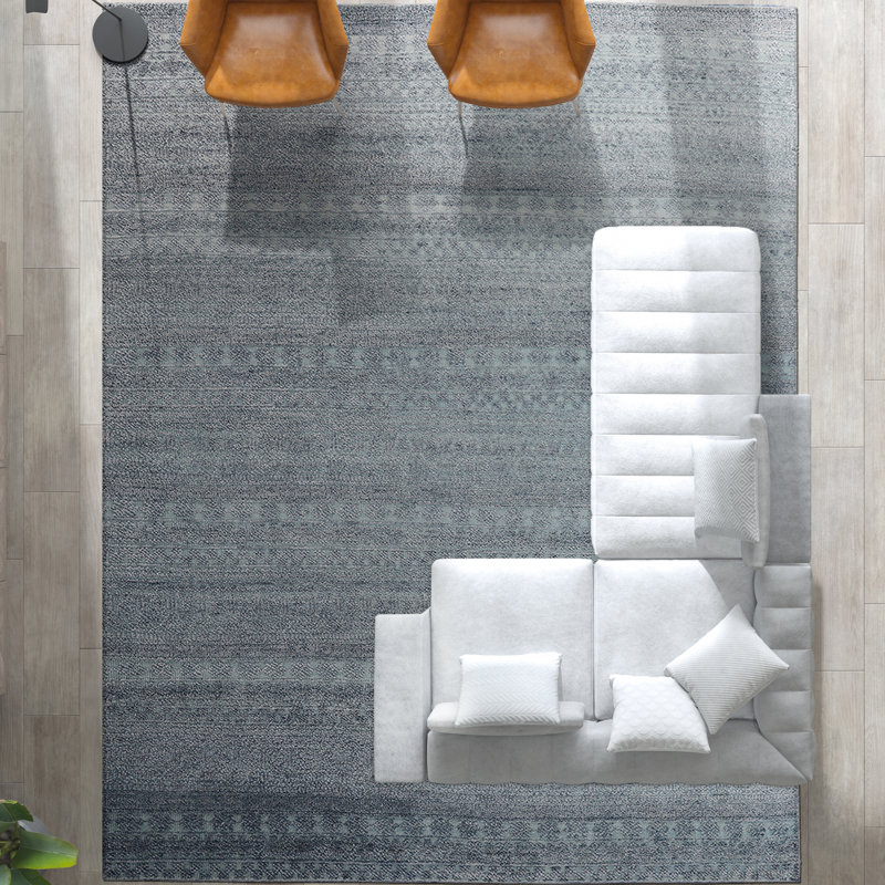 Wool Area Rug in Gray, Rectangle 8' x 10'
