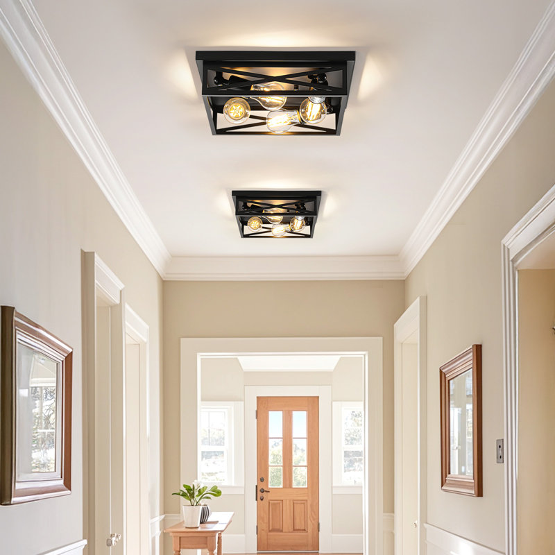 2Pack Vintage Farmhouse Flush Mount Ceiling Light Fixtures, 4-Light Hallway Kitchen Ceiling Light, Industrial Farmhouse Light Fixtures Ceiling Mount For Bedroom(set of 2)