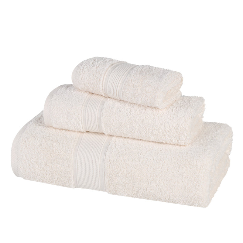 Ensemble de serviettes en coton biologique Lyndon, Ivoire ivoire, Ensemble 3 pièces