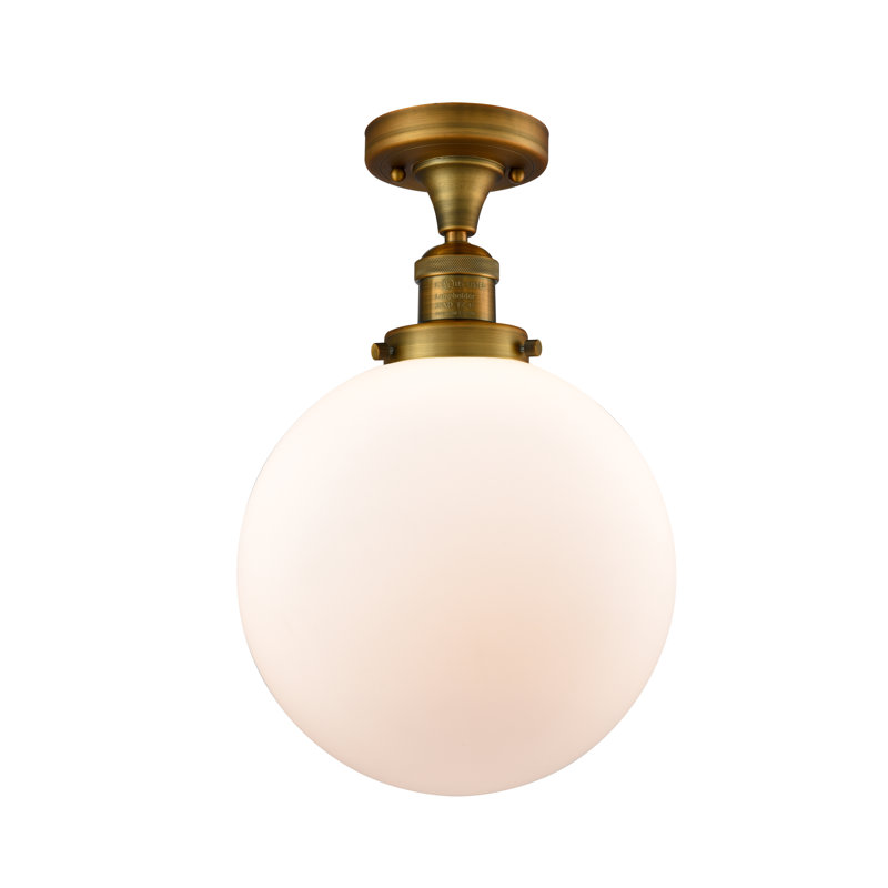 Clementina Glass Semi Flush Mount, No Bulb Included, Matte White Cased, Brushed Brass