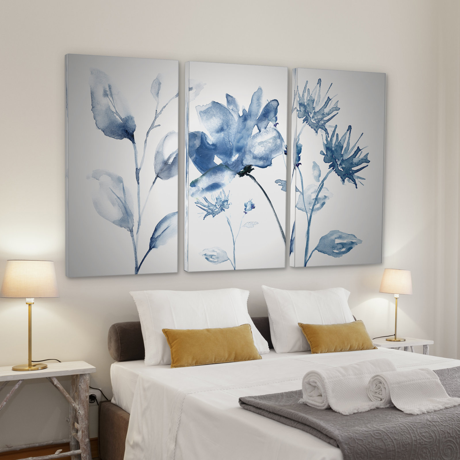 Translucent Blues II Wrapped Canvas Print Set, 32" H x 48" W x 1.5" D