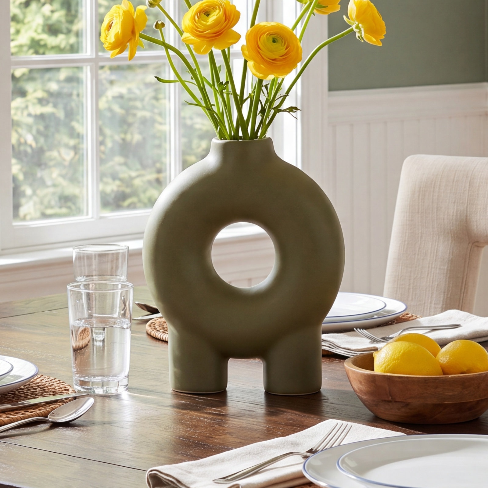 Corsetti Ceramic Table Vase, Green