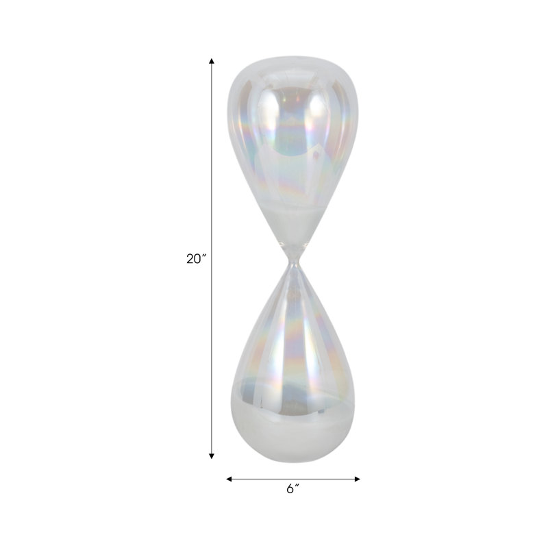 Glass Hourglass, Elegant Decorative Objects for Any Room, 20" H x 6" W x 6" D, Clear