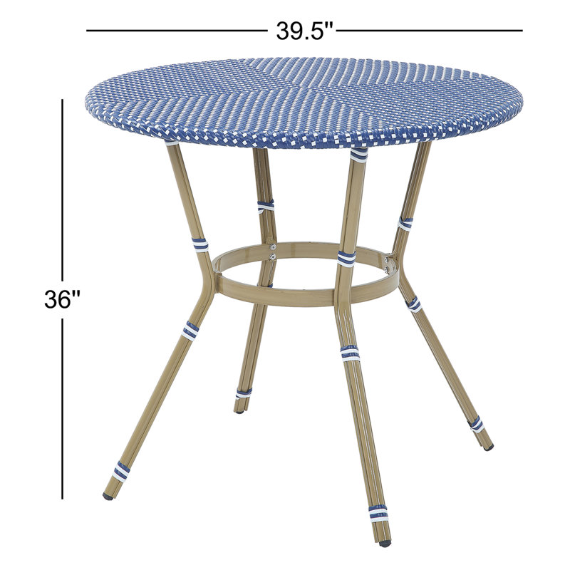 Table de salle à manger d'extérieur en aluminium et osier Canaday, L 39,5 po x L 39,5 po x H 36 po