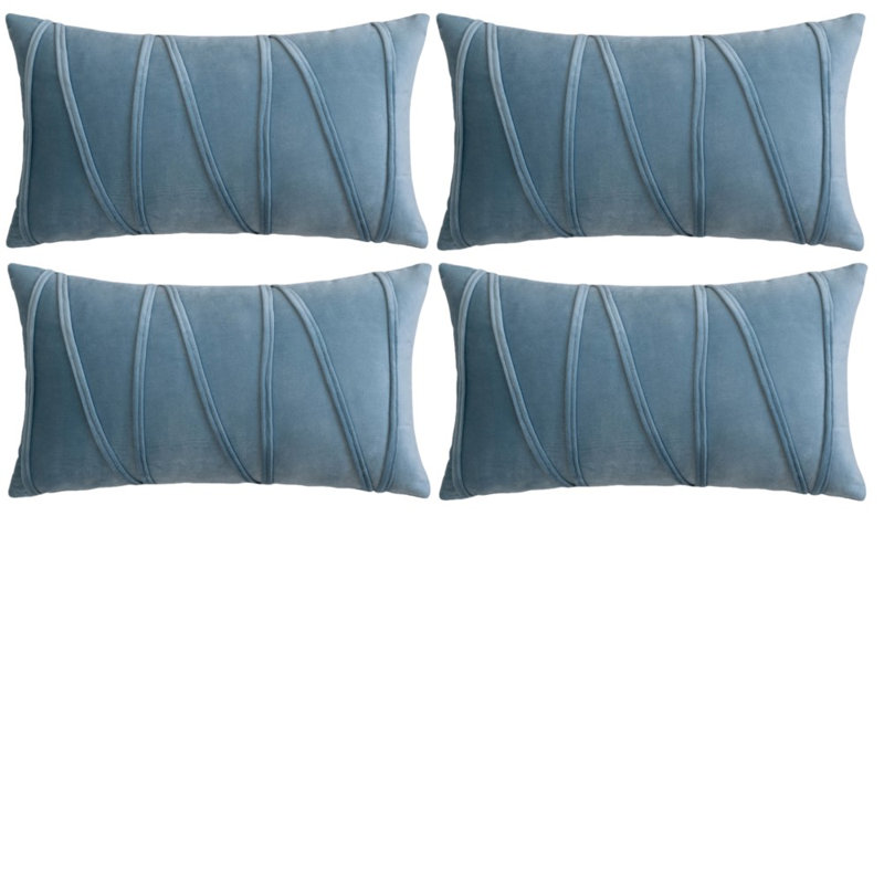Housses de coussin rectangulaires en velours, Bleu clair