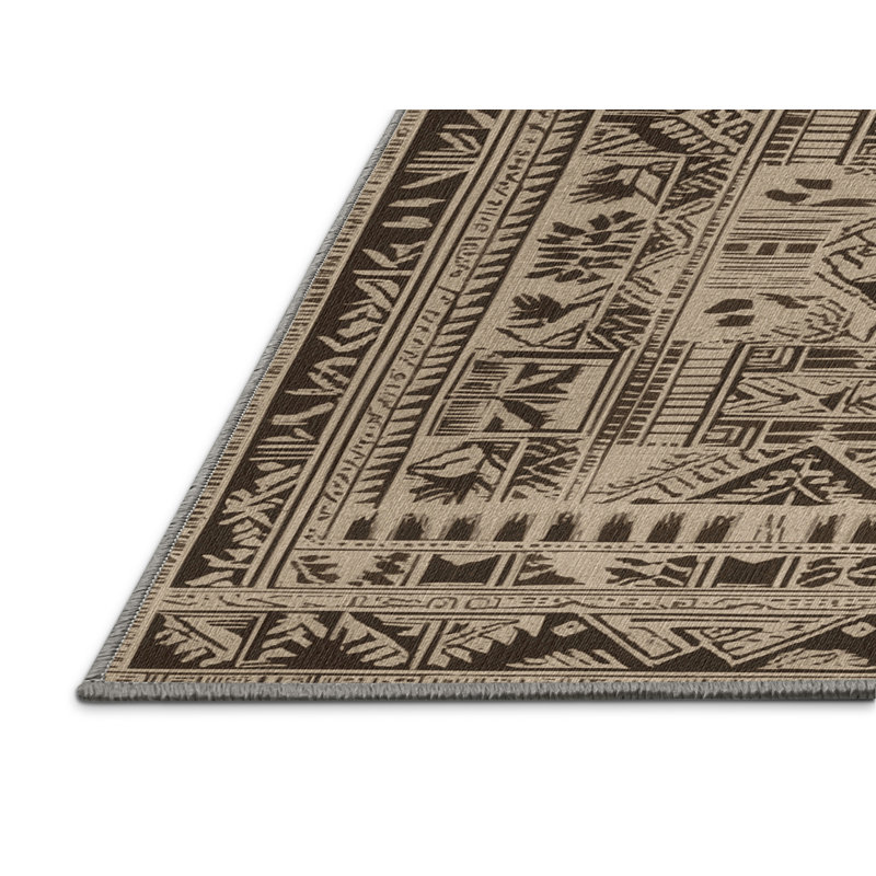 Washable Tapa Cloth Hawaiian Area Rug, Rectangle 5' x 8'
