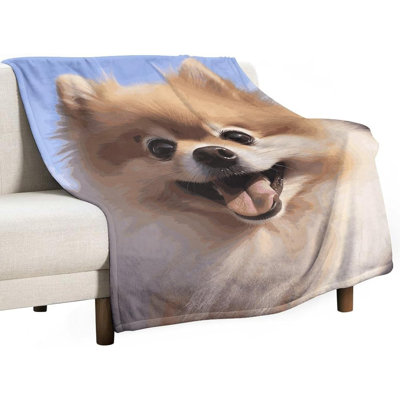 Happy Pomeranian Blanket for Home, Washable Throw Blanket for Travel, Lightweight Warm Blankets for Camping, Soft Bed Blankets for Women Men, Breathable Blankets 80"x60"