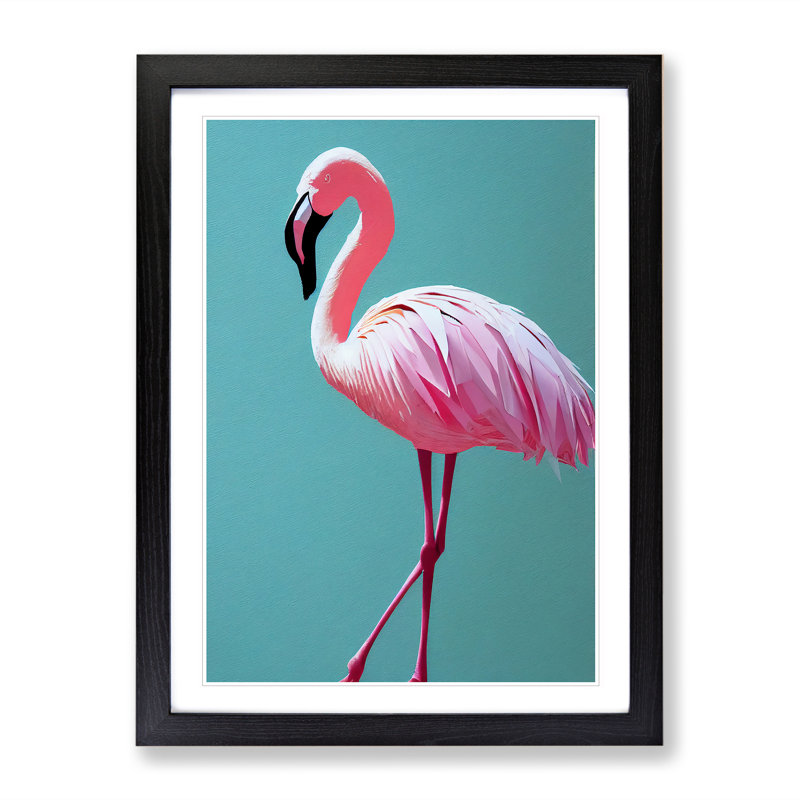 Stunning Flamingo - Single Picture Frame Print, Black , 64cm H x 46cm W x 2cm D