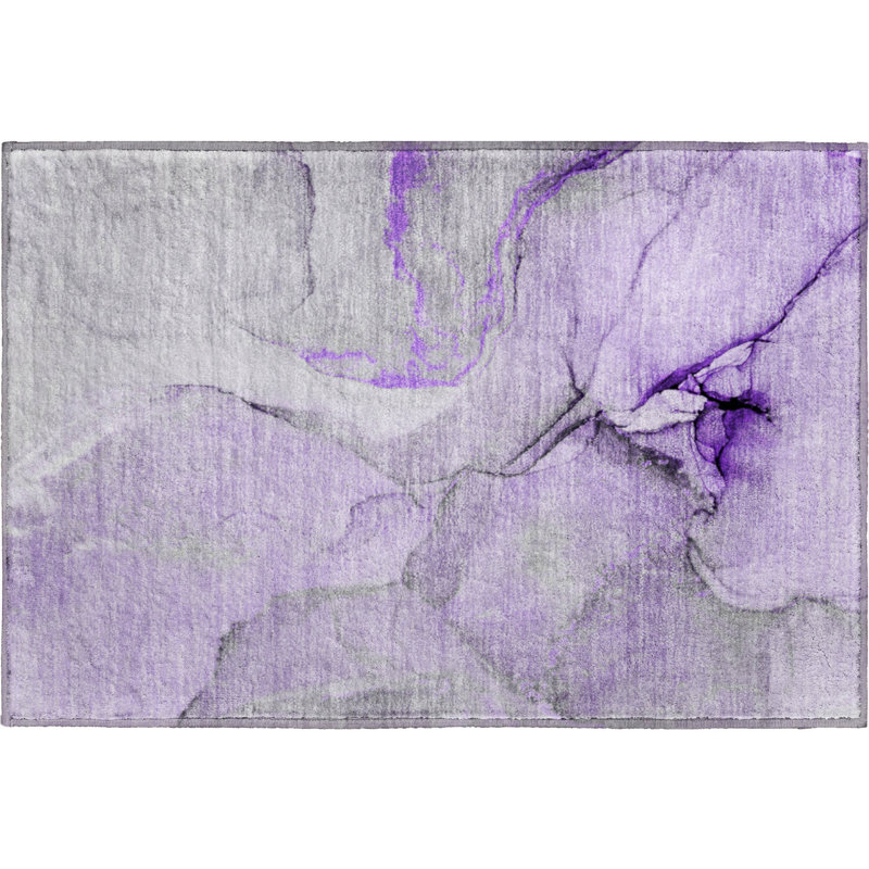 Premium Machine Washable Cerrito AMF506 Purple Rug, Rectangle 1'8" x 2'6"